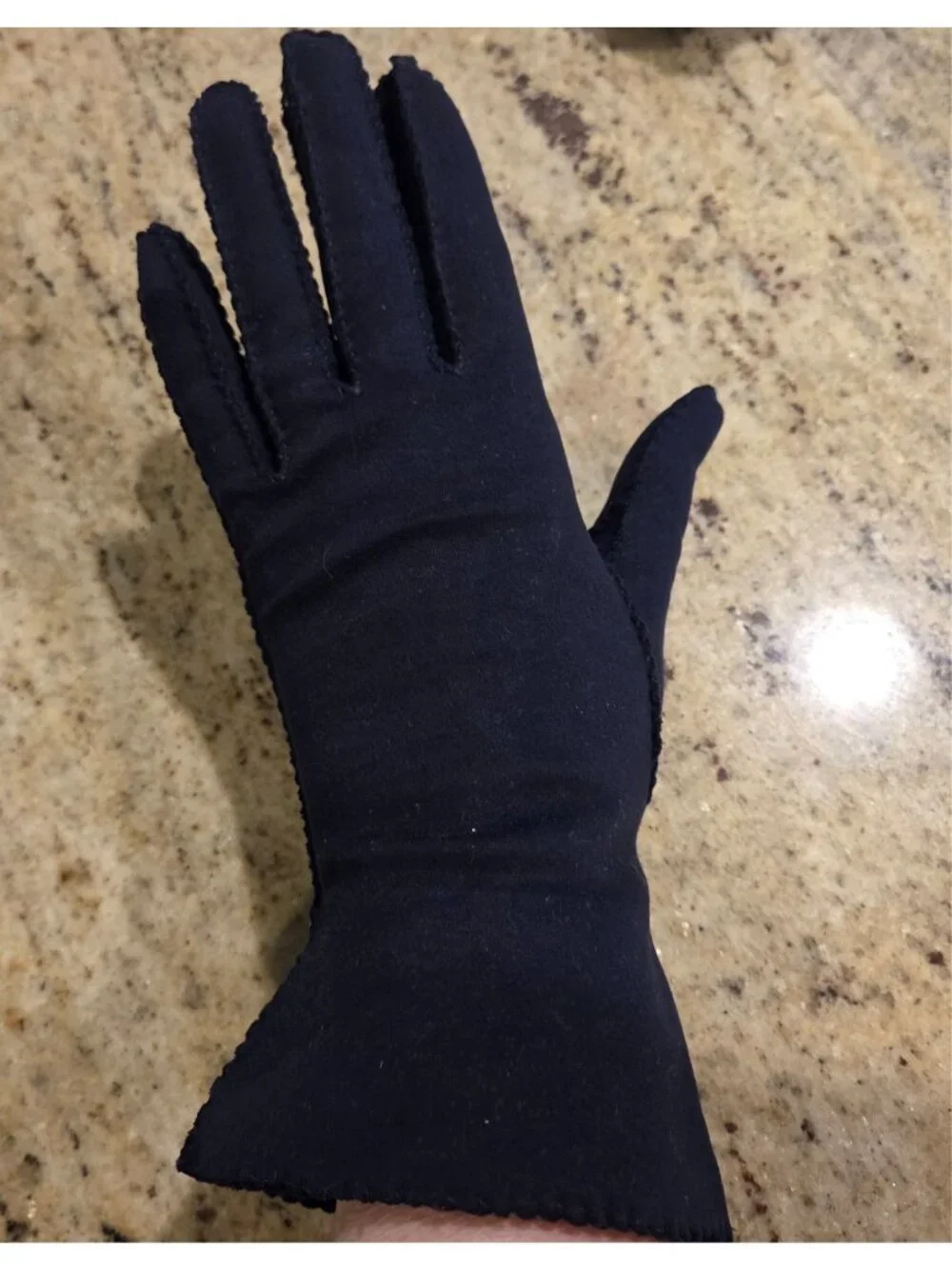 Vintage Womens Size S/M 6 Blue Cotton Formal Stretch Gloves Gauntlet Wrist